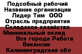 Подсобный рабочий › Название организации ­ Лидер Тим, ООО › Отрасль предприятия ­ Складское хозяйство › Минимальный оклад ­ 15 000 - Все города Работа » Вакансии   . Калининградская обл.,Советск г.